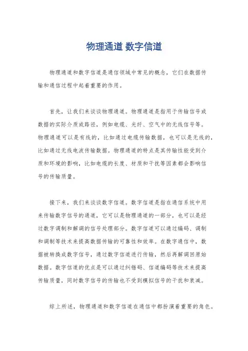 物理通道 数字信道