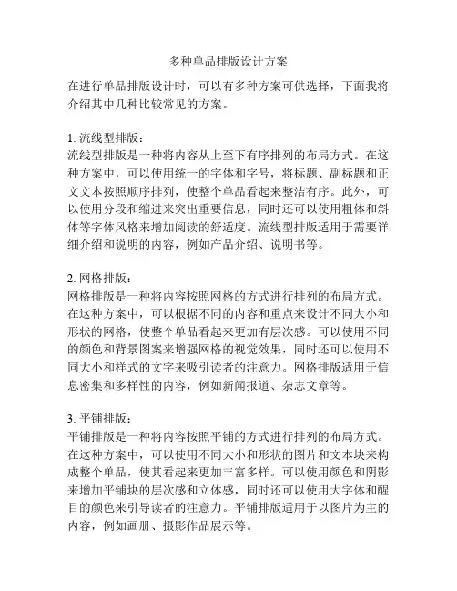 多种单品排版设计方案