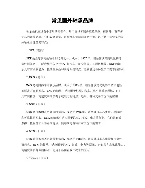常见国外轴承品牌