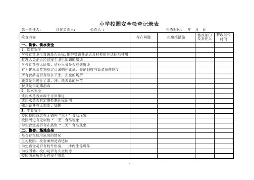 小学安全检查表
