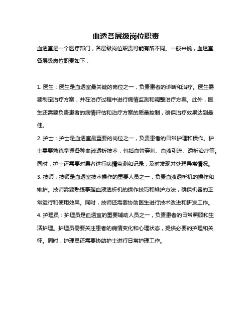 血透各层级岗位职责
