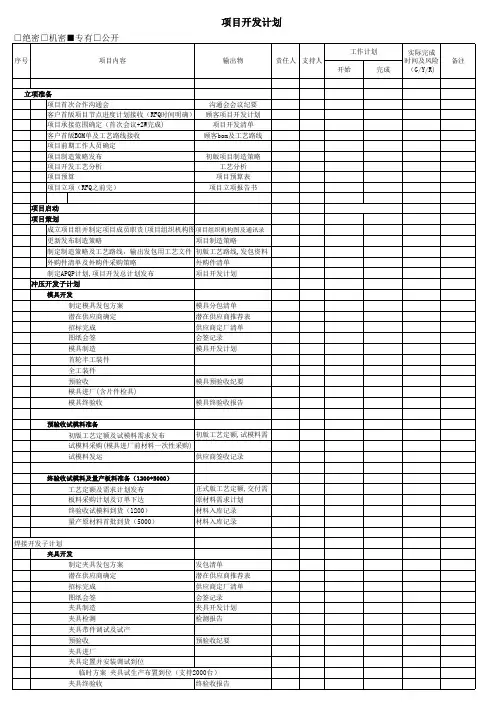 项目开发计划表