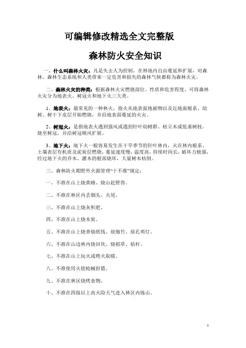 森林防火安全知识【2024版】