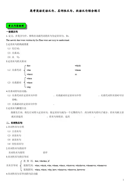 (完整)高中英语三大从句总结+练习(2),推荐文档