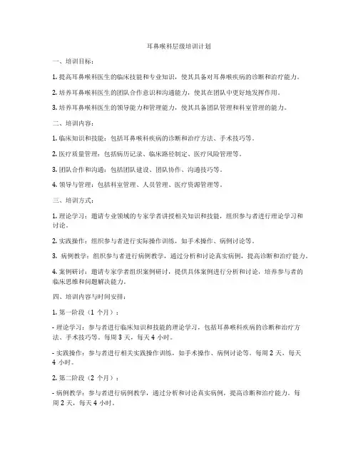 耳鼻喉科层级培训计划
