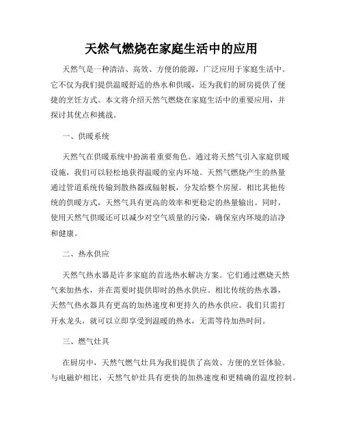 天然气燃烧在家庭生活中的应用