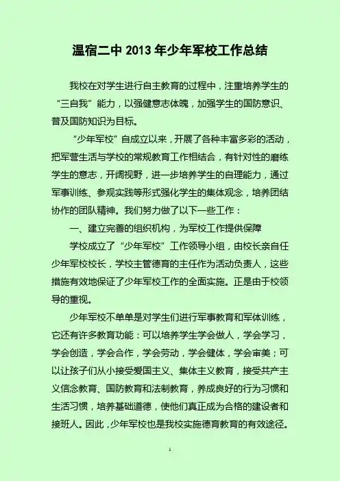 少年军校工作总结