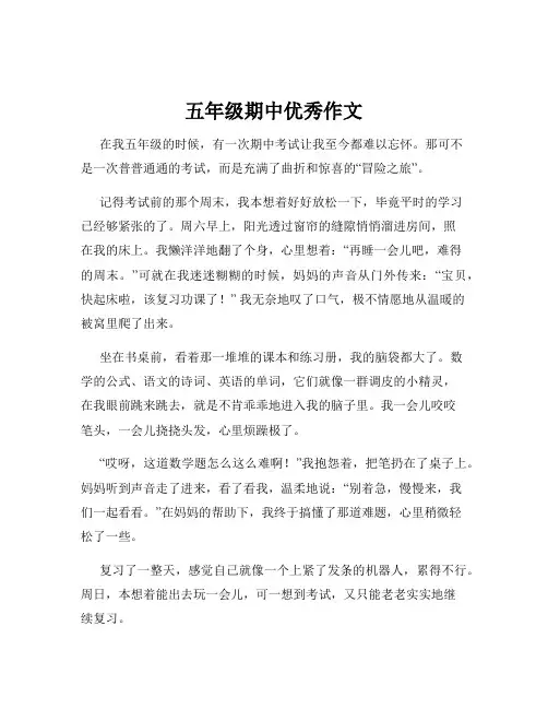 五年级期中优秀作文