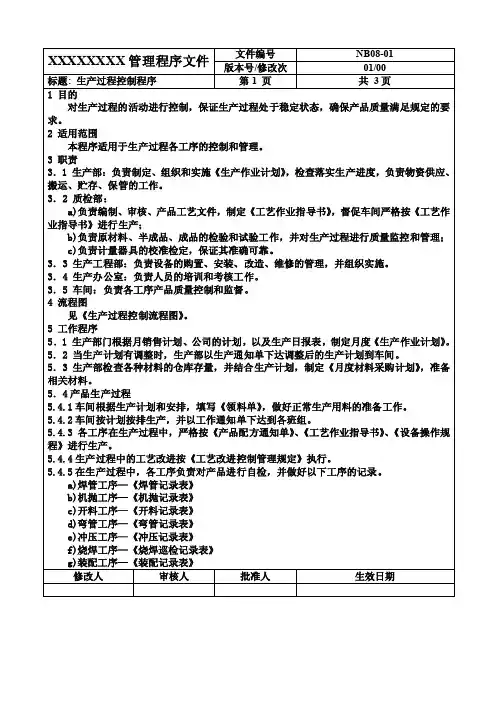 生产管理程序文件