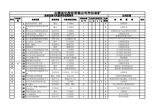危害因素辨识清单