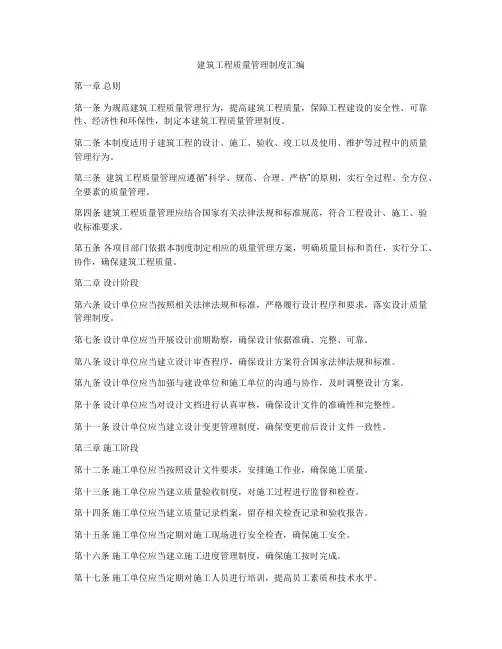 建筑工程质量管理制度汇编