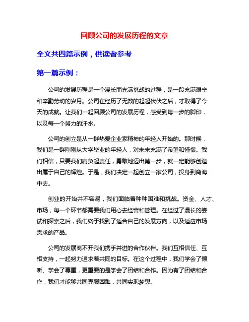 回顾公司的发展历程的文章