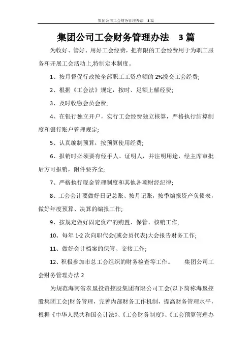 集团公司工会财务管理办法  3篇