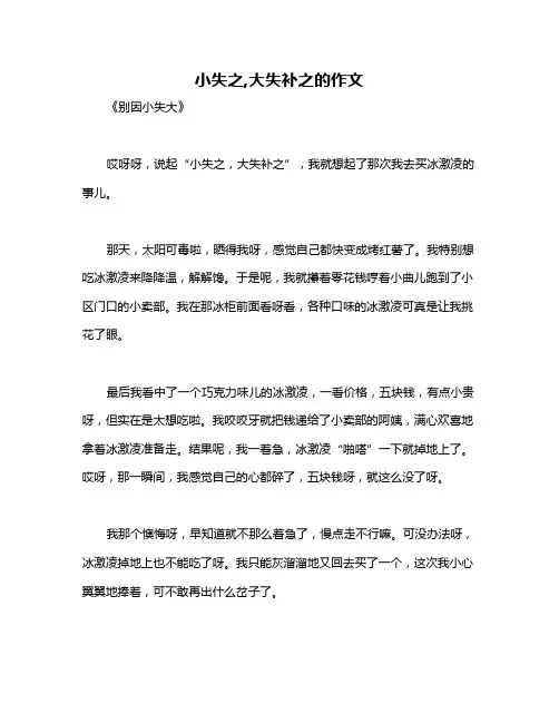 小失之,大失补之的作文