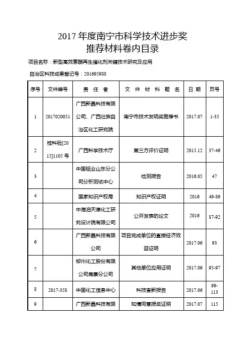 2017年度南宁市科学技术进步奖