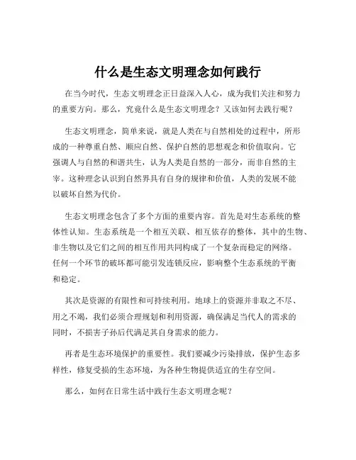 什么是生态文明理念如何践行