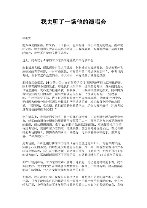 我去听了一场他的演唱会