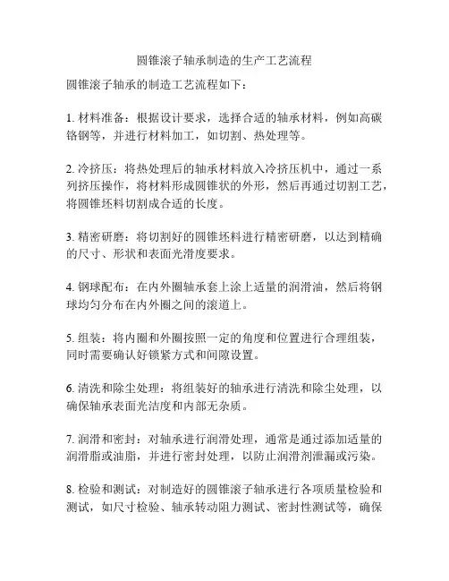 圆锥滚子轴承制造的生产工艺流程
