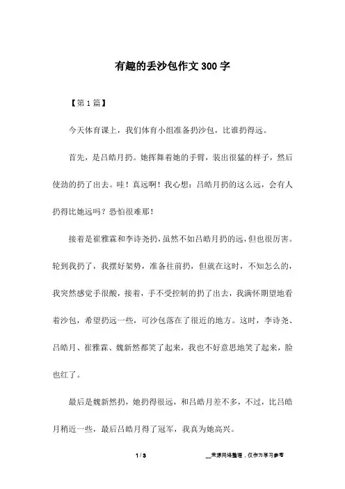 有趣的丢沙包作文300字