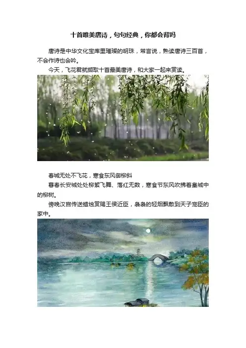 十首唯美唐诗，句句经典，你都会背吗
