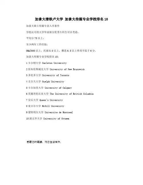 加拿大滑铁卢大学 加拿大传媒专业学校排名10