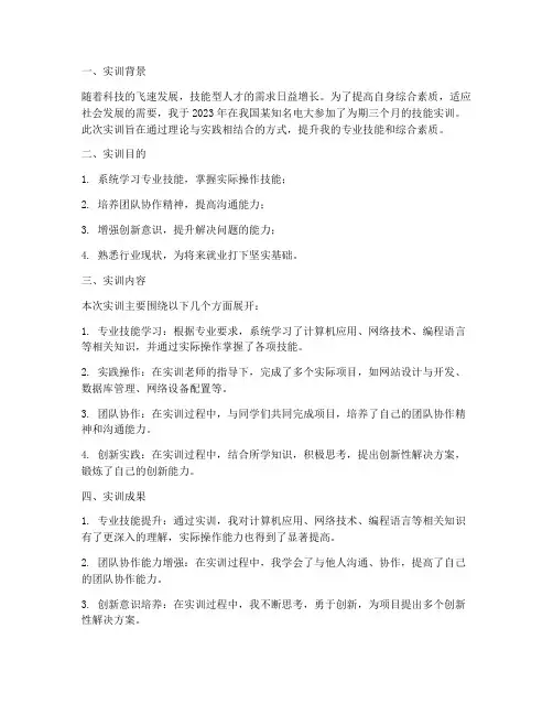 电大技能实训报告