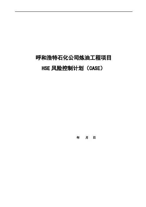 风险控制计划模版