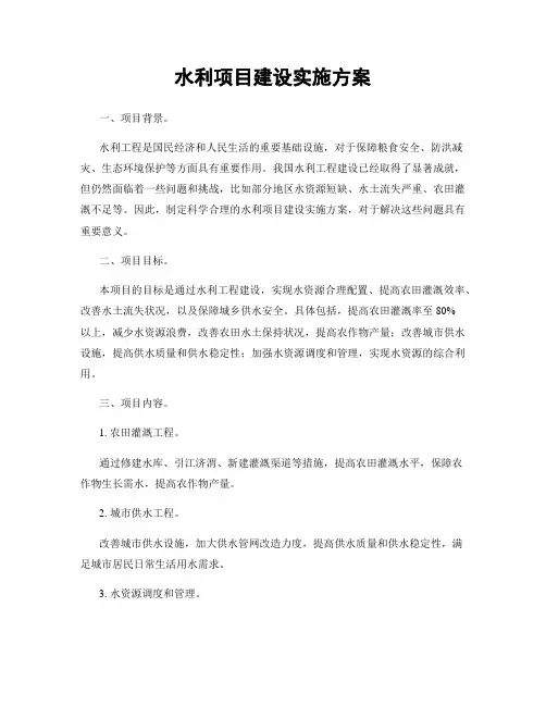 水利项目建设实施方案