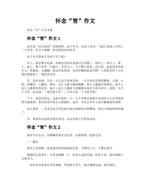 怀念“雪”作文