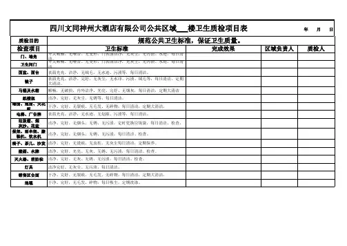 公共卫生检查表