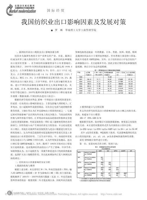 我国纺织业出口影响因素及发展对策