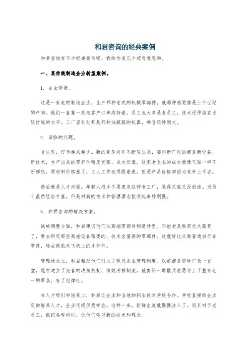 和君咨询的经典案例
