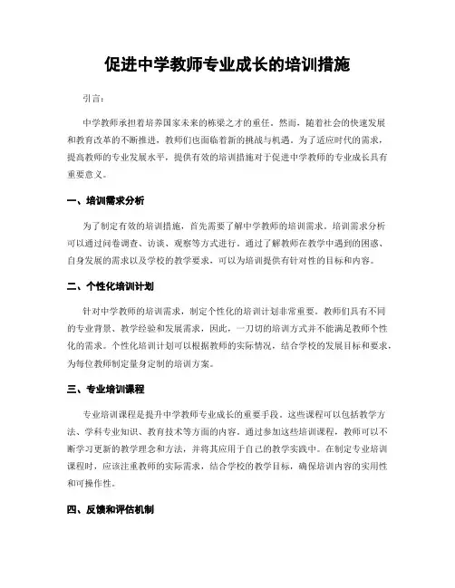 促进中学教师专业成长的培训措施