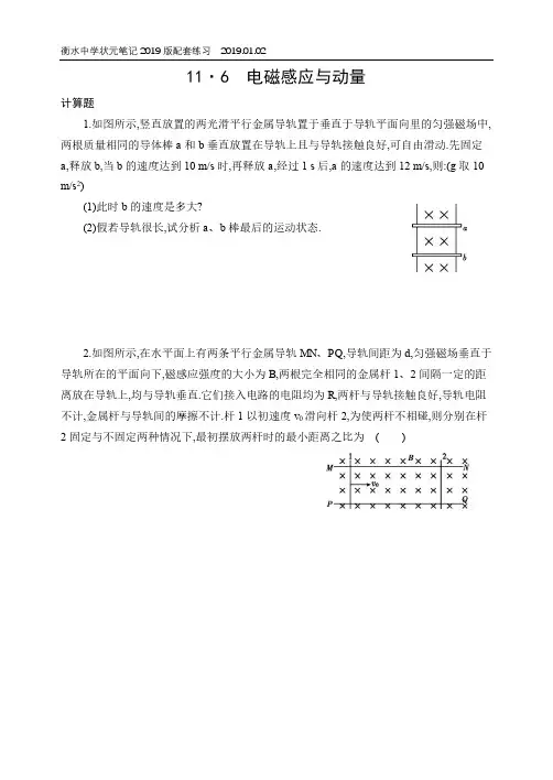 2019届高三衡水中学状元笔记物理同步课时作业：电磁感应与动量(PDF版,含答案)
