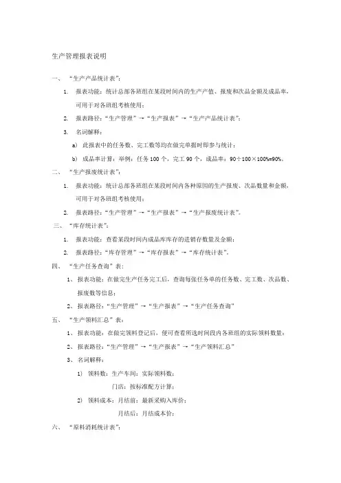 生产管理报表