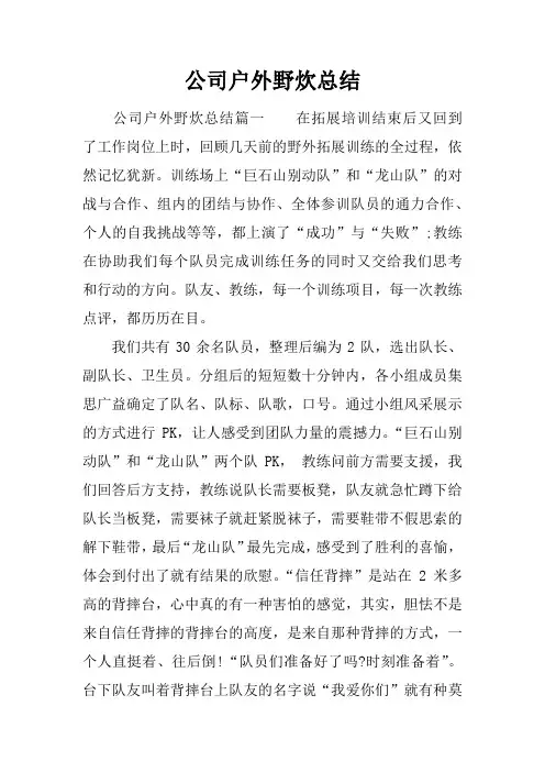 公司户外野炊总结