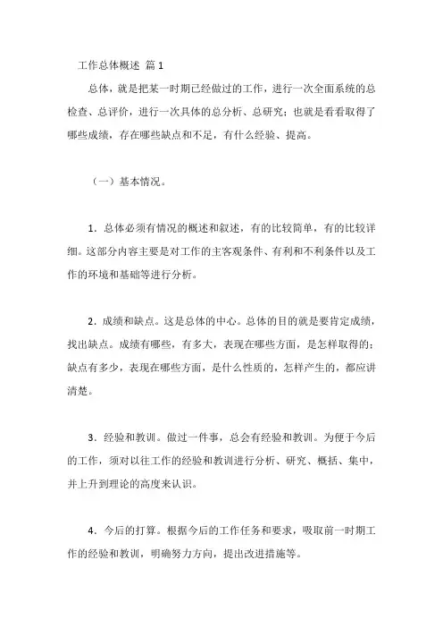 工作总体概述