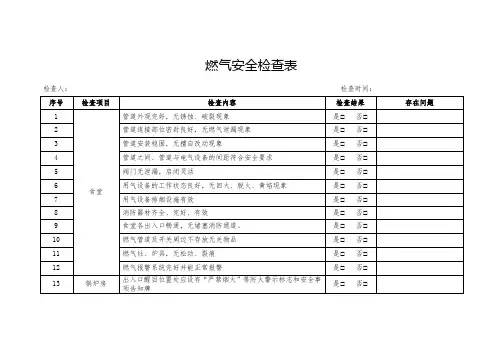 燃气安全检查表