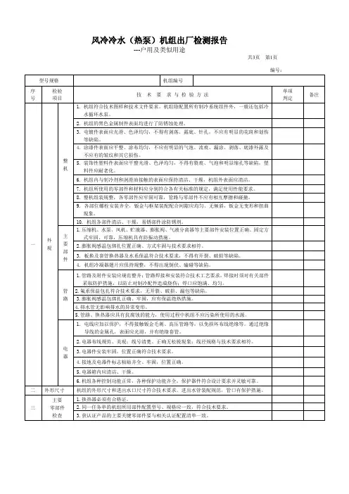 出厂检测报告