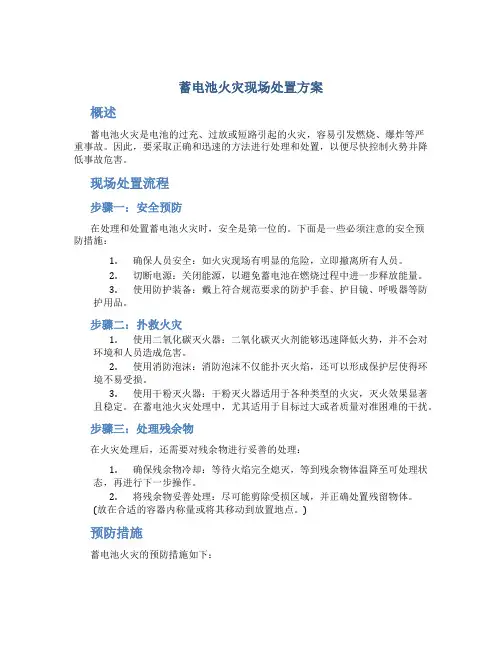 蓄电池火灾现场处置方案