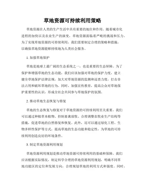 草地资源可持续利用策略