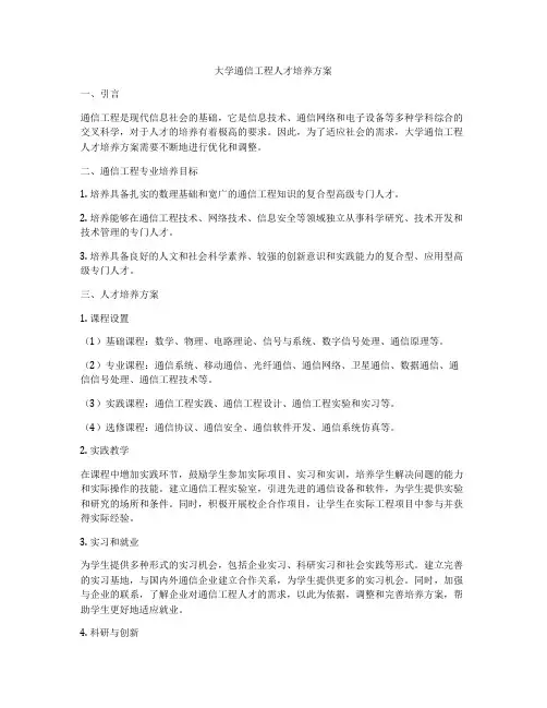 大学通信工程人才培养方案