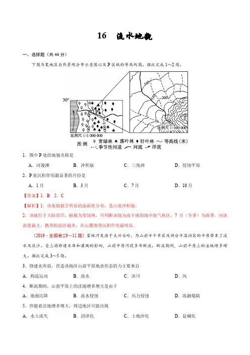 16  流水地貌—备战2020高考地理核心素养52项提升练(解析版)