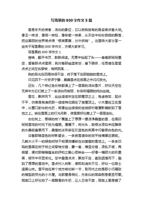 写雪景的800字作文5篇