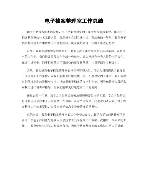电子档案整理室工作总结