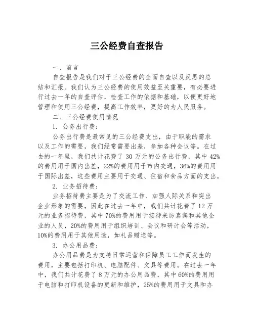 三公经费自查报告