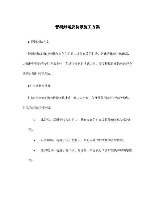 管洞封堵及防渗施工方案