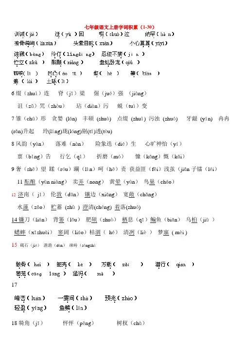 七年级语文上册字词积累