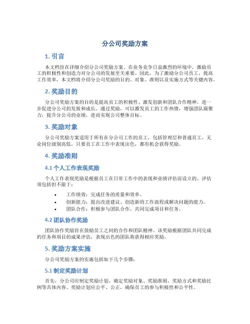 分公司奖励方案