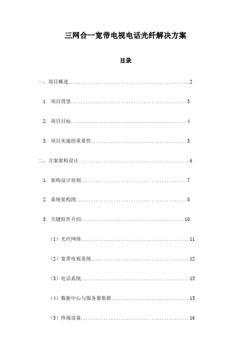 三网合一宽带电视电话光纤解决方案